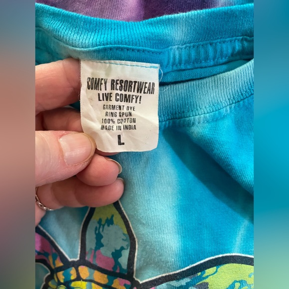 Mackinac Island Youth Large Tie Dye T Shirt Turtle Purple Blue 100% Cotton - Picture 3 of 4